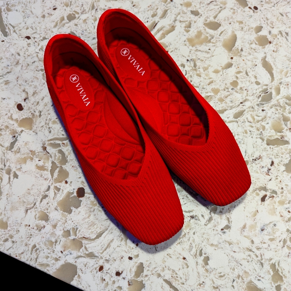 VIVAIA Square Toe Red Flats
